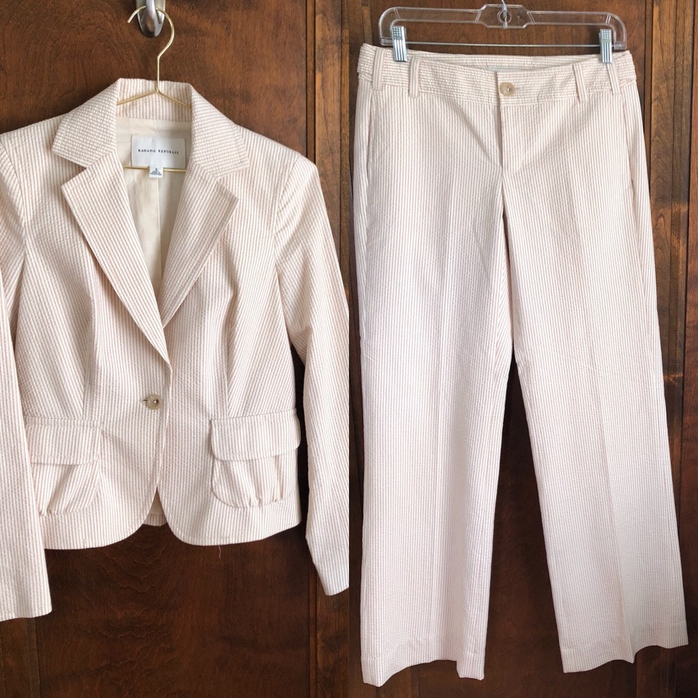 Banana Republic Striped Cotton Suit, Size 4 NWOT